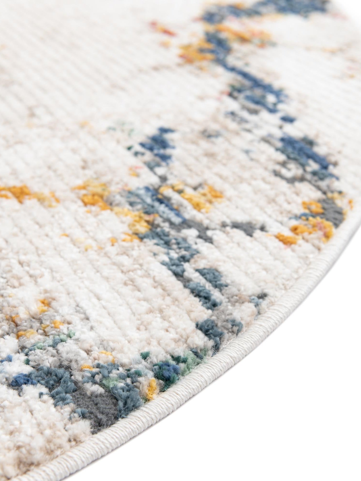 White Navy 5' 3 x 5' 3 Gemstone Round Area Rug Polypropylene Contemporary Carpet Easy Clean Stain Resistant for Home Design Decorating for Sale at Rug Engine