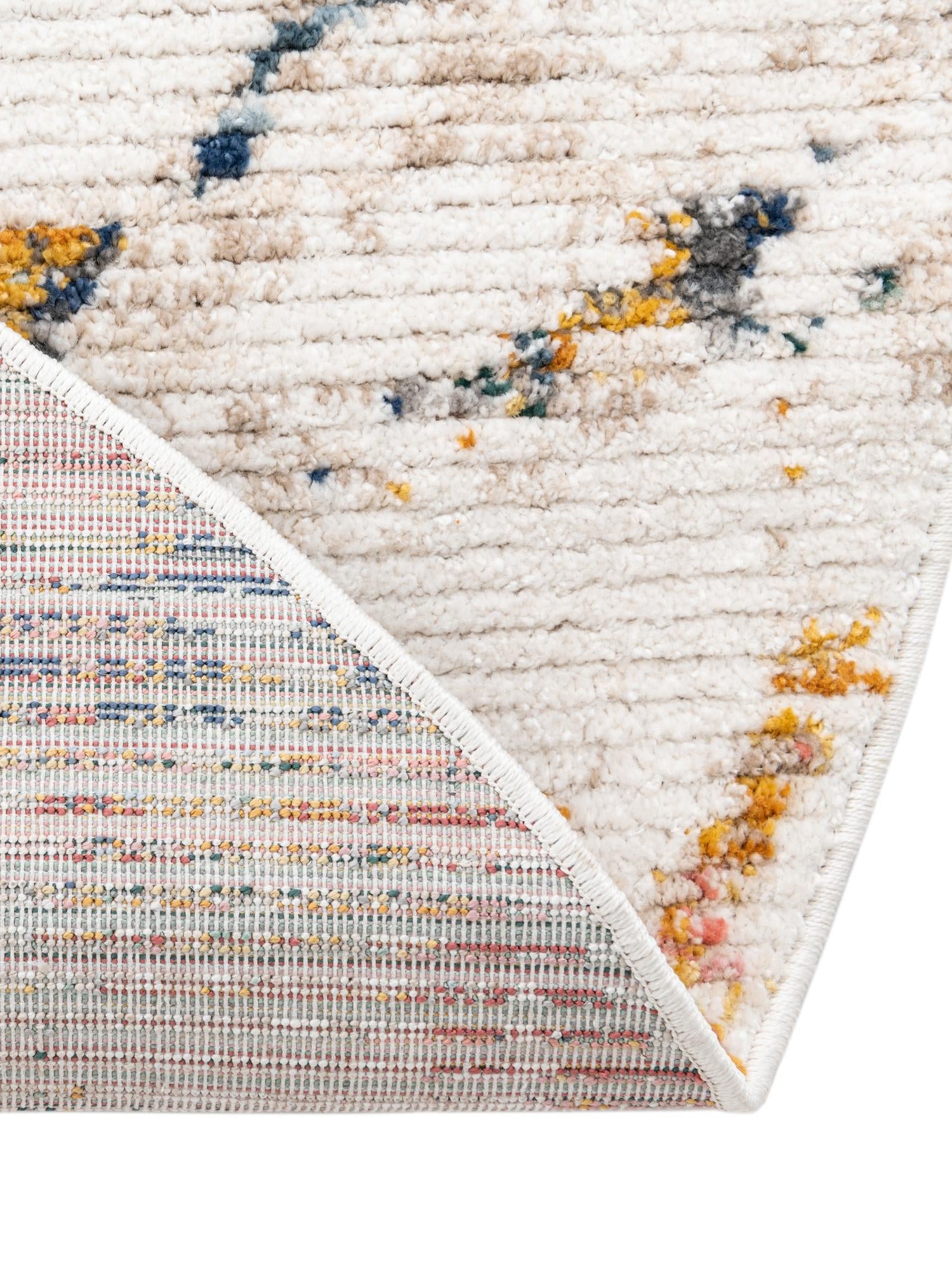 White Navy 3' 3 x 3' 3 Gemstone Round Area Rug Polypropylene Contemporary Carpet Easy Clean Stain Resistant for Home Design Decorating for Sale at Rug Engine