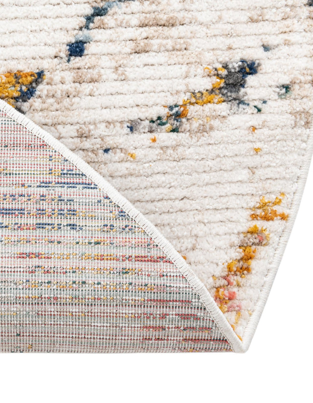White Navy 3' 3 x 3' 3 Gemstone Round Area Rug Polypropylene Contemporary Carpet Easy Clean Stain Resistant for Home Design Decorating for Sale at Rug Engine
