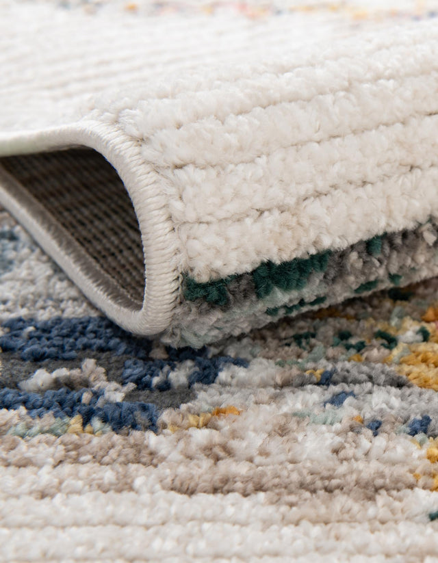 White Navy 4' 1 x 6' 3 Gemstone Rectangle Area Rug Polypropylene Contemporary Carpet Easy Clean Stain Resistant for Home Design Decorating for Sale at Rug Engine