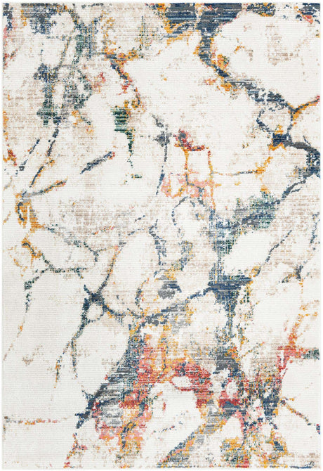 White Navy 6' 1 x 9' 2 Gemstone Rectangle Area Rug Polypropylene Contemporary Carpet Easy Clean Stain Resistant for Home Design Decorating for Sale at Rug Engine