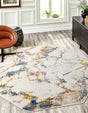 White Navy 7' 3 x 7' 3 Gemstone Octagon Area Rug Polypropylene Contemporary Carpet Easy Clean Stain Resistant for Home Design Decorating for Sale at Rug Engine