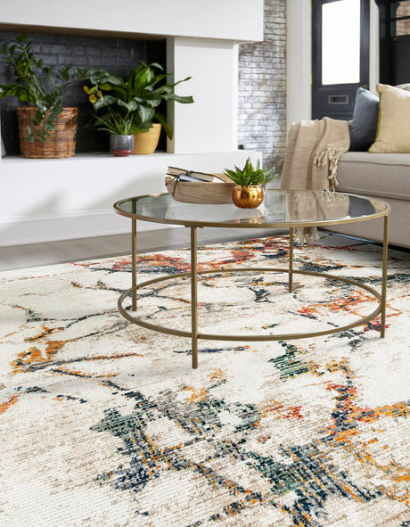 White Navy 10' 2 x 10' 2 Gemstone Square Area Rug Polypropylene Contemporary Carpet Easy Clean Stain Resistant for Home Design Decorating for Sale at Rug Engine