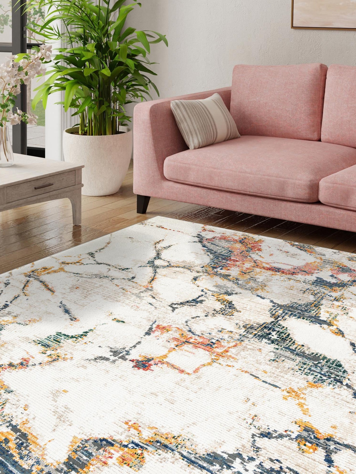 White Navy 10' 2 x 10' 2 Gemstone Square Area Rug Polypropylene Contemporary Carpet Easy Clean Stain Resistant for Home Design Decorating for Sale at Rug Engine