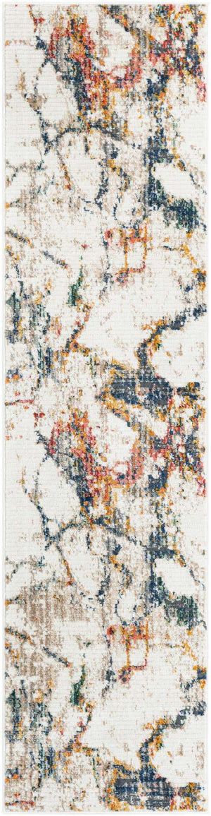 White Navy 2' 2 x 8' Gemstone Runner Area Rug Polypropylene Contemporary Carpet Easy Clean Stain Resistant for Home Design Decorating for Sale at Rug Engine
