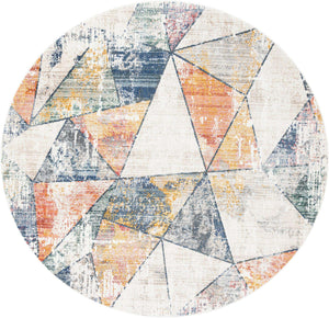 Multicolor 10' 2 x 10' 2 Gemstone Round Area Rug Polypropylene Contemporary Carpet Easy Clean Stain Resistant for Home Design Decorating for Sale at Rug Engine
