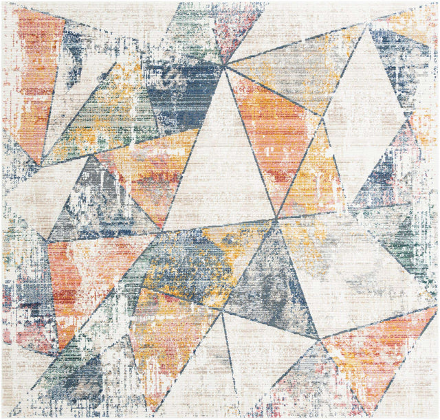 Multicolor 10' 2 x 10' 2 Gemstone Square Area Rug Polypropylene Contemporary Carpet Easy Clean Stain Resistant for Home Design Decorating for Sale at Rug Engine