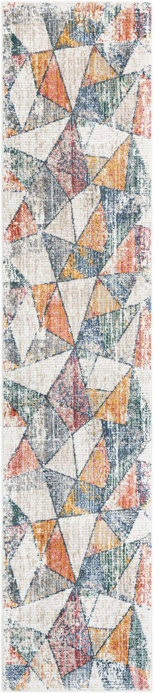 Multicolor 2' 7 x 12' Gemstone Runner Area Rug Polypropylene Contemporary Carpet Easy Clean Stain Resistant for Home Design Decorating for Sale at Rug Engine