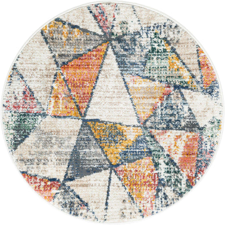Multicolor 3' 3 x 3' 3 Gemstone Round Area Rug Polypropylene Contemporary Carpet Easy Clean Stain Resistant for Home Design Decorating for Sale at Rug Engine
