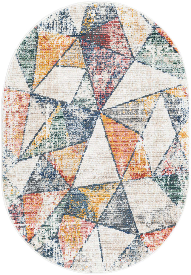 Multicolor 4' 1 x 6' 3 Gemstone Oval Area Rug Polypropylene Contemporary Carpet Easy Clean Stain Resistant for Home Design Decorating for Sale at Rug Engine