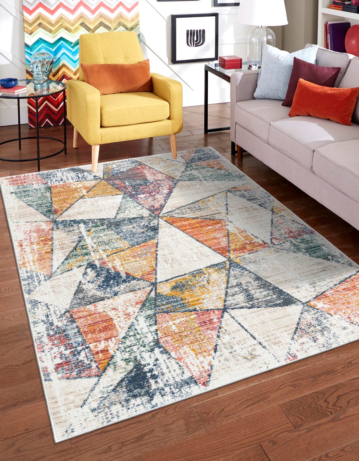 Multicolor 7' 10 x 10' 2 Gemstone Rectangle Area Rug Polypropylene Contemporary Carpet Easy Clean Stain Resistant for Home Design Decorating for Sale at Rug Engine