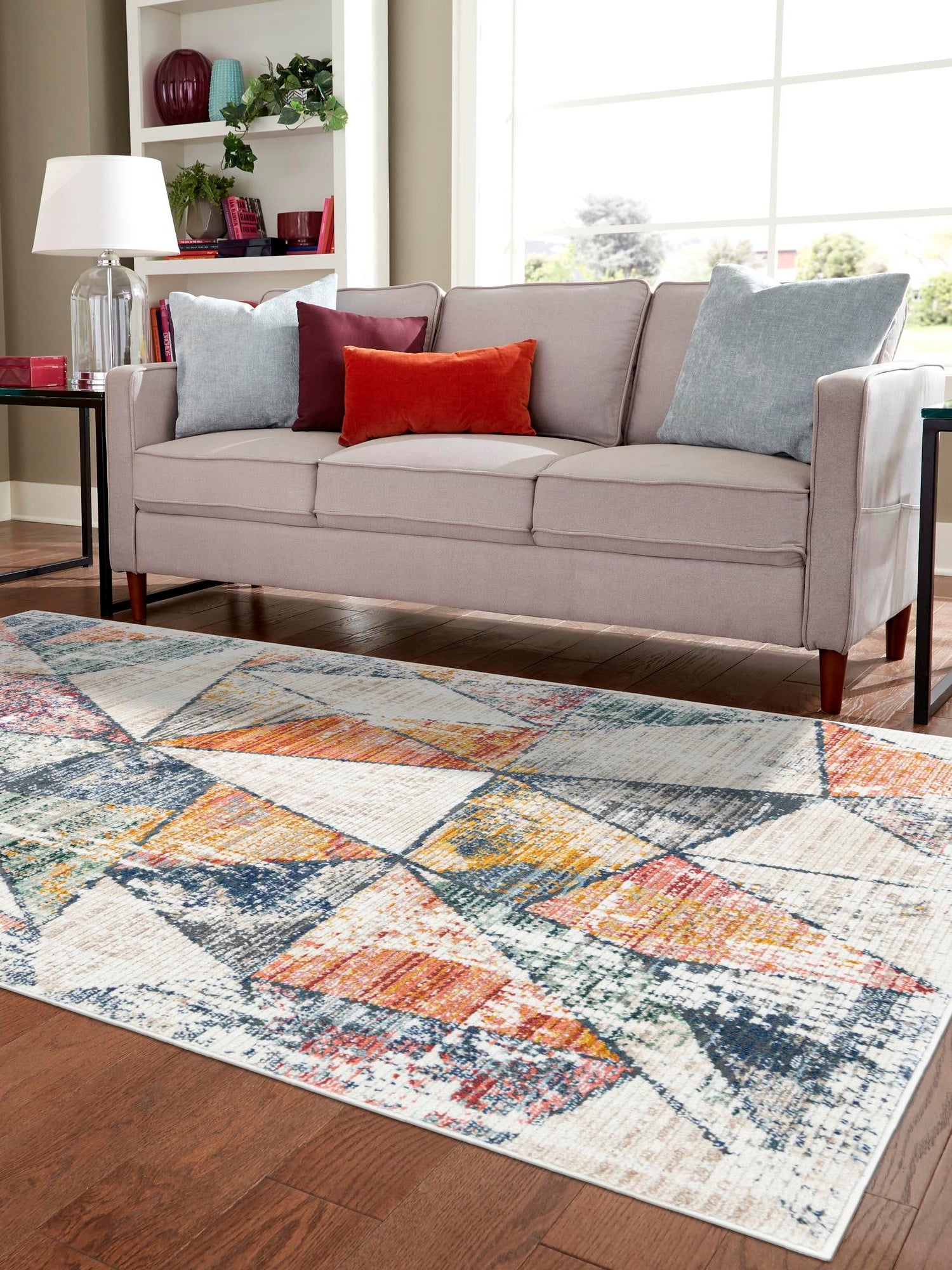Multicolor 9' x 12' Gemstone Rectangle Area Rug Polypropylene Contemporary Carpet Easy Clean Stain Resistant for Home Design Decorating for Sale at Rug Engine
