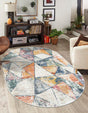Multicolor 7' 10 x 10' 2 Gemstone Oval Area Rug Polypropylene Contemporary Carpet Easy Clean Stain Resistant for Home Design Decorating for Sale at Rug Engine