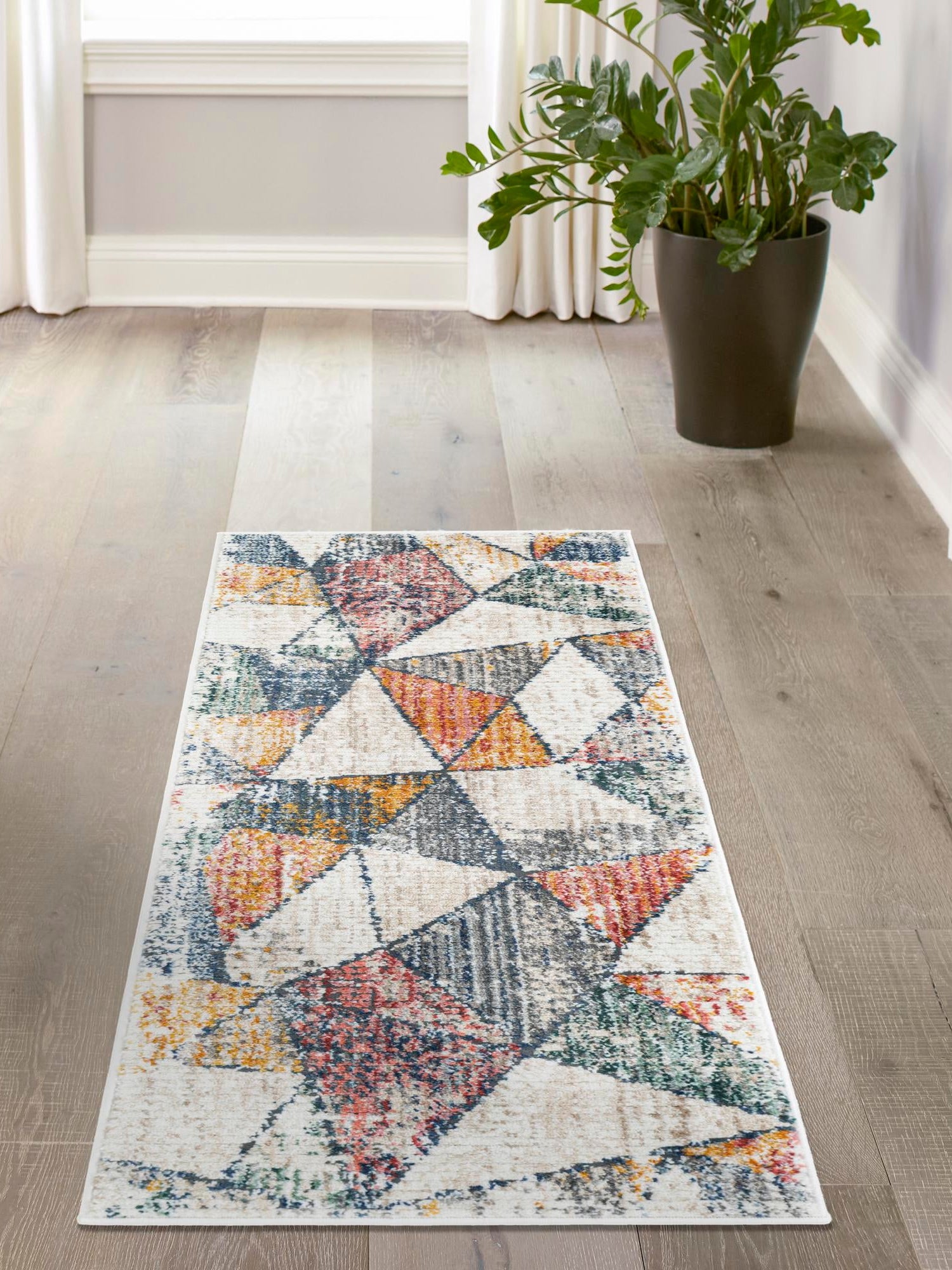 Multicolor 2' 2 x 8' Gemstone Runner Area Rug Polypropylene Contemporary Carpet Easy Clean Stain Resistant for Home Design Decorating for Sale at Rug Engine