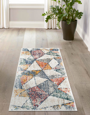 Multicolor 2' 2 x 8' Gemstone Runner Area Rug Polypropylene Contemporary Carpet Easy Clean Stain Resistant for Home Design Decorating for Sale at Rug Engine