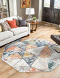 Multicolor 4' 1 x 4' 1 Gemstone Octagon Area Rug Polypropylene Contemporary Carpet Easy Clean Stain Resistant for Home Design Decorating for Sale at Rug Engine