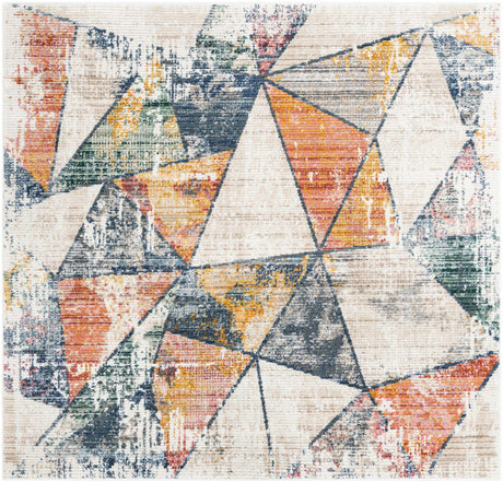Multicolor 7' 3 x 7' 3 Gemstone Square Area Rug Polypropylene Contemporary Carpet Easy Clean Stain Resistant for Home Design Decorating for Sale at Rug Engine