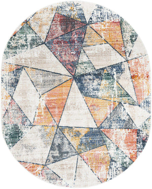 Multicolor 7' 10 x 10' 2 Gemstone Oval Area Rug Polypropylene Contemporary Carpet Easy Clean Stain Resistant for Home Design Decorating for Sale at Rug Engine
