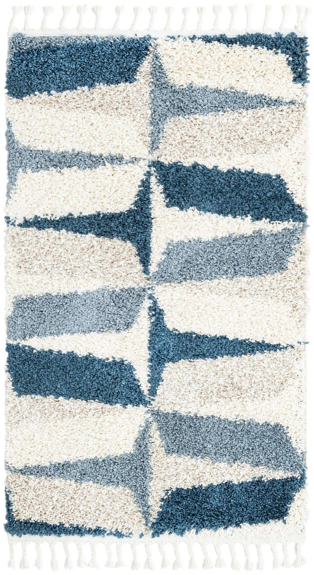Blue 3' 3 x 5' 3 Hygge Shag Rectangle Area Rug Thick Soft Touch Fluffy & Plush Shaggy Pile 100% Polypropylene With Jute Backing Modern Carpet for Sale at Rug Engine
