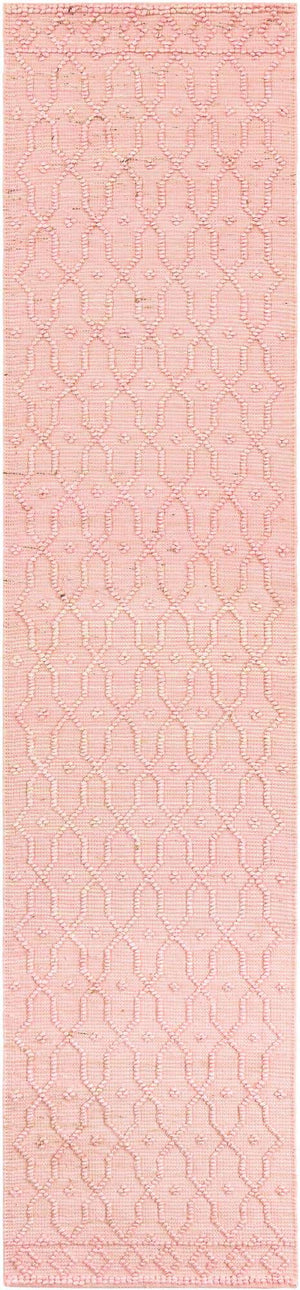 Pink 2' 7 x 12' Larsa Runner Area Rug 90% Jute & 10% Cotton Premium All Natural Hand Woven Carpet for Home Interior Design Spaces for Sale at Rug Engine
