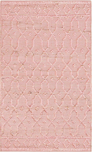 Pink 3' 1 x 5' 1 Larsa Rectangle Area Rug 90% Jute & 10% Cotton Premium All Natural Hand Woven Carpet for Home Interior Design Spaces for Sale at Rug Engine
