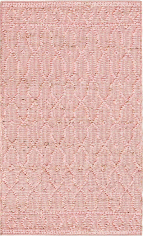 Pink 3' 1 x 5' 1 Larsa Rectangle Area Rug 90% Jute & 10% Cotton Premium All Natural Hand Woven Carpet for Home Interior Design Spaces for Sale at Rug Engine