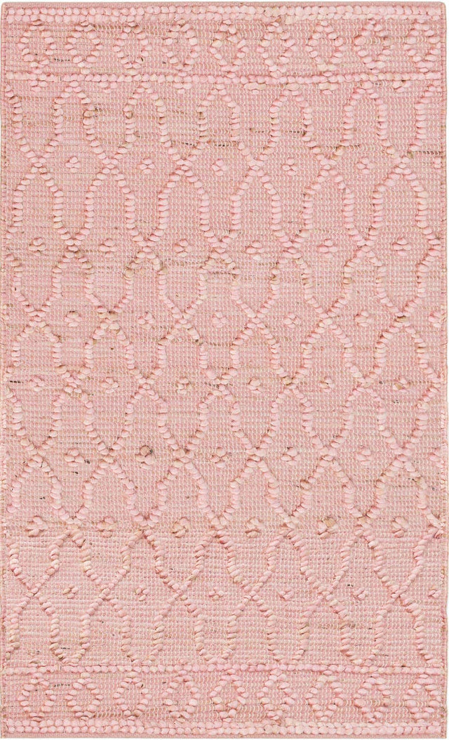 Pink 3' 1 x 5' 1 Larsa Rectangle Area Rug 90% Jute & 10% Cotton Premium All Natural Hand Woven Carpet for Home Interior Design Spaces for Sale at Rug Engine