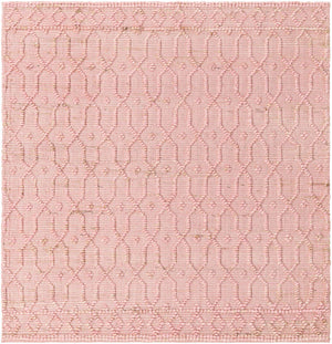 Pink 5' 3 x 5' 3 Larsa Square Area Rug 90% Jute & 10% Cotton Premium All Natural Hand Woven Carpet for Home Interior Design Spaces for Sale at Rug Engine