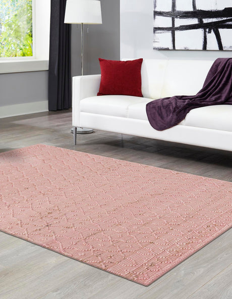 Pink 4' 1 x 6' 1 Larsa Rectangle Area Rug 90% Jute & 10% Cotton Premium All Natural Hand Woven Carpet for Home Interior Design Spaces for Sale at Rug Engine