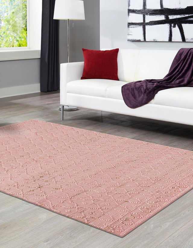 Pink 7' 10 x 10' Larsa Rectangle Area Rug 90% Jute & 10% Cotton Premium All Natural Hand Woven Carpet for Home Interior Design Spaces for Sale at Rug Engine