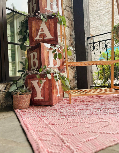 Pink 5' 3 x 8' Larsa Rectangle Area Rug 90% Jute & 10% Cotton Premium All Natural Hand Woven Carpet for Home Interior Design Spaces for Sale at Rug Engine