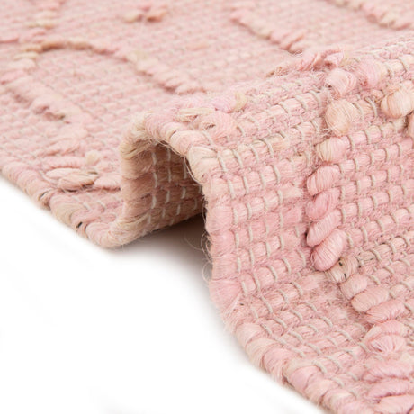 Pink 5' 3 x 8' Larsa Rectangle Area Rug 90% Jute & 10% Cotton Premium All Natural Hand Woven Carpet for Home Interior Design Spaces for Sale at Rug Engine