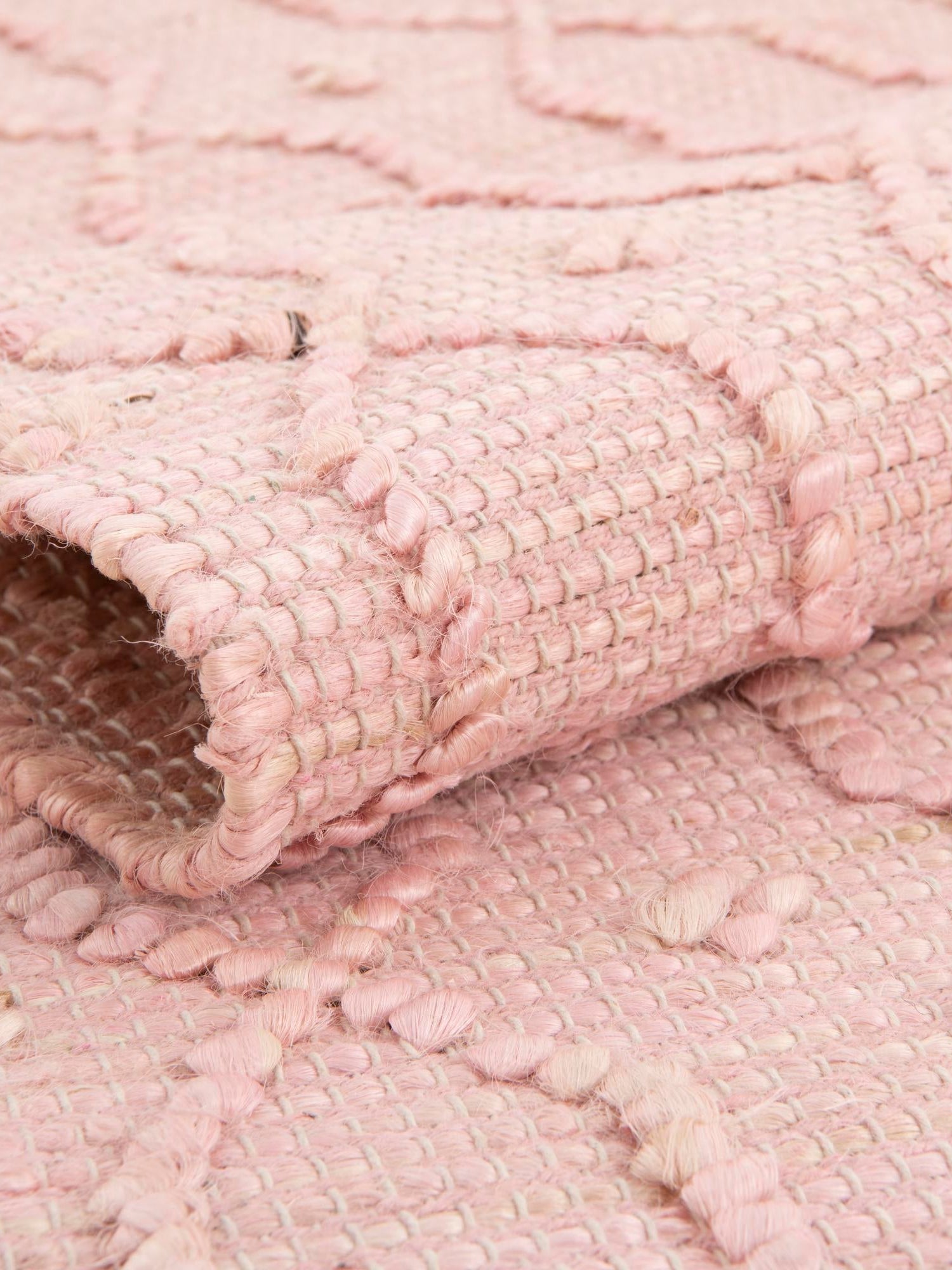 Pink 2' x 4' 1 Larsa Runner Area Rug 90% Jute & 10% Cotton Premium All Natural Hand Woven Carpet for Home Interior Design Spaces for Sale at Rug Engine