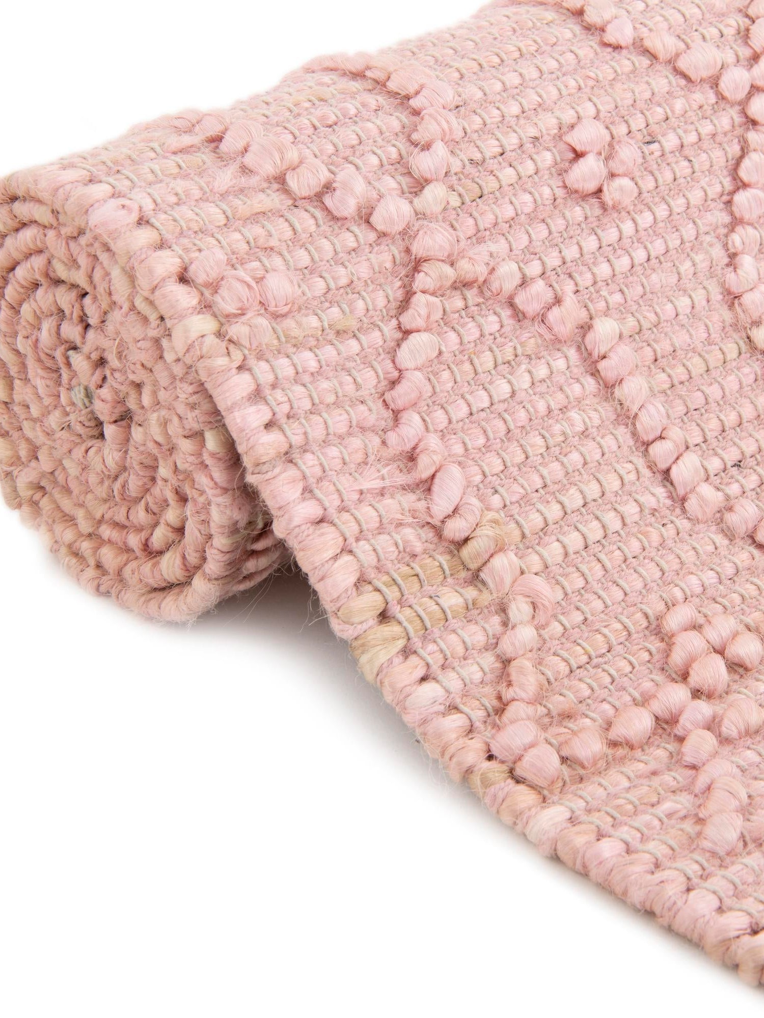Pink 2' x 8' Larsa Runner Area Rug 90% Jute & 10% Cotton Premium All Natural Hand Woven Carpet for Home Interior Design Spaces for Sale at Rug Engine