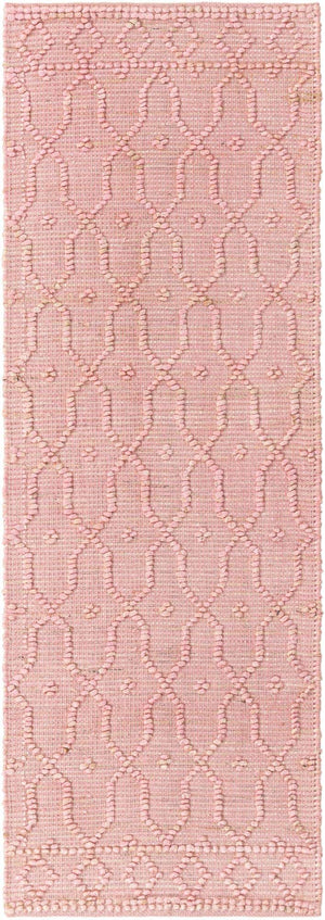 Pink 2' x 6' 1 Larsa Runner Area Rug 90% Jute & 10% Cotton Premium All Natural Hand Woven Carpet for Home Interior Design Spaces for Sale at Rug Engine