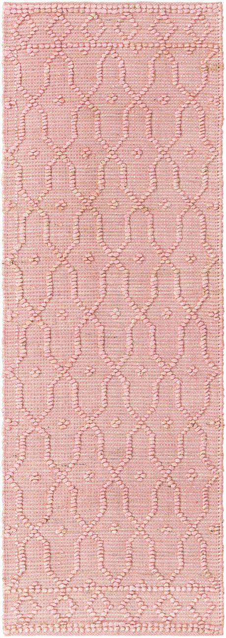 Pink 2' x 6' 1 Larsa Runner Area Rug 90% Jute & 10% Cotton Premium All Natural Hand Woven Carpet for Home Interior Design Spaces for Sale at Rug Engine