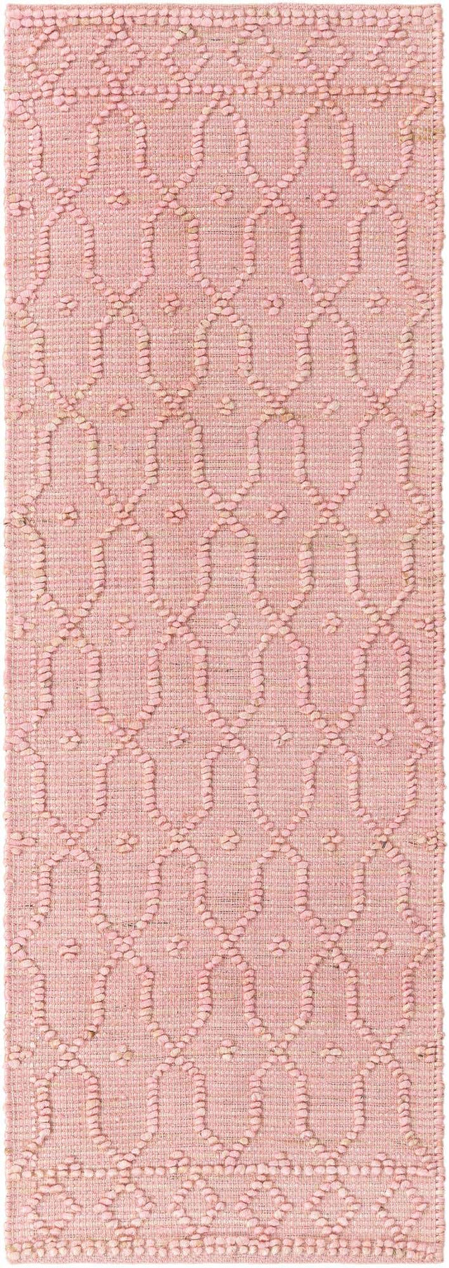 Pink 2' x 6' 1 Larsa Runner Area Rug 90% Jute & 10% Cotton Premium All Natural Hand Woven Carpet for Home Interior Design Spaces for Sale at Rug Engine