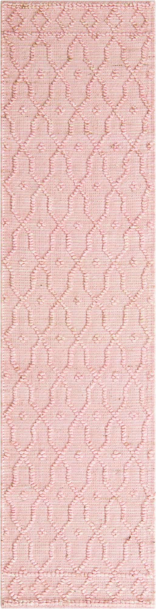 Pink 2' x 8' Larsa Runner Area Rug 90% Jute & 10% Cotton Premium All Natural Hand Woven Carpet for Home Interior Design Spaces for Sale at Rug Engine