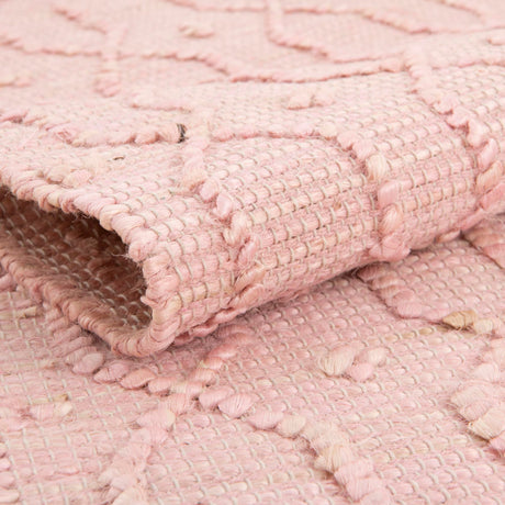 Pink 5' 3 x 5' 3 Larsa Square Area Rug 90% Jute & 10% Cotton Premium All Natural Hand Woven Carpet for Home Interior Design Spaces for Sale at Rug Engine