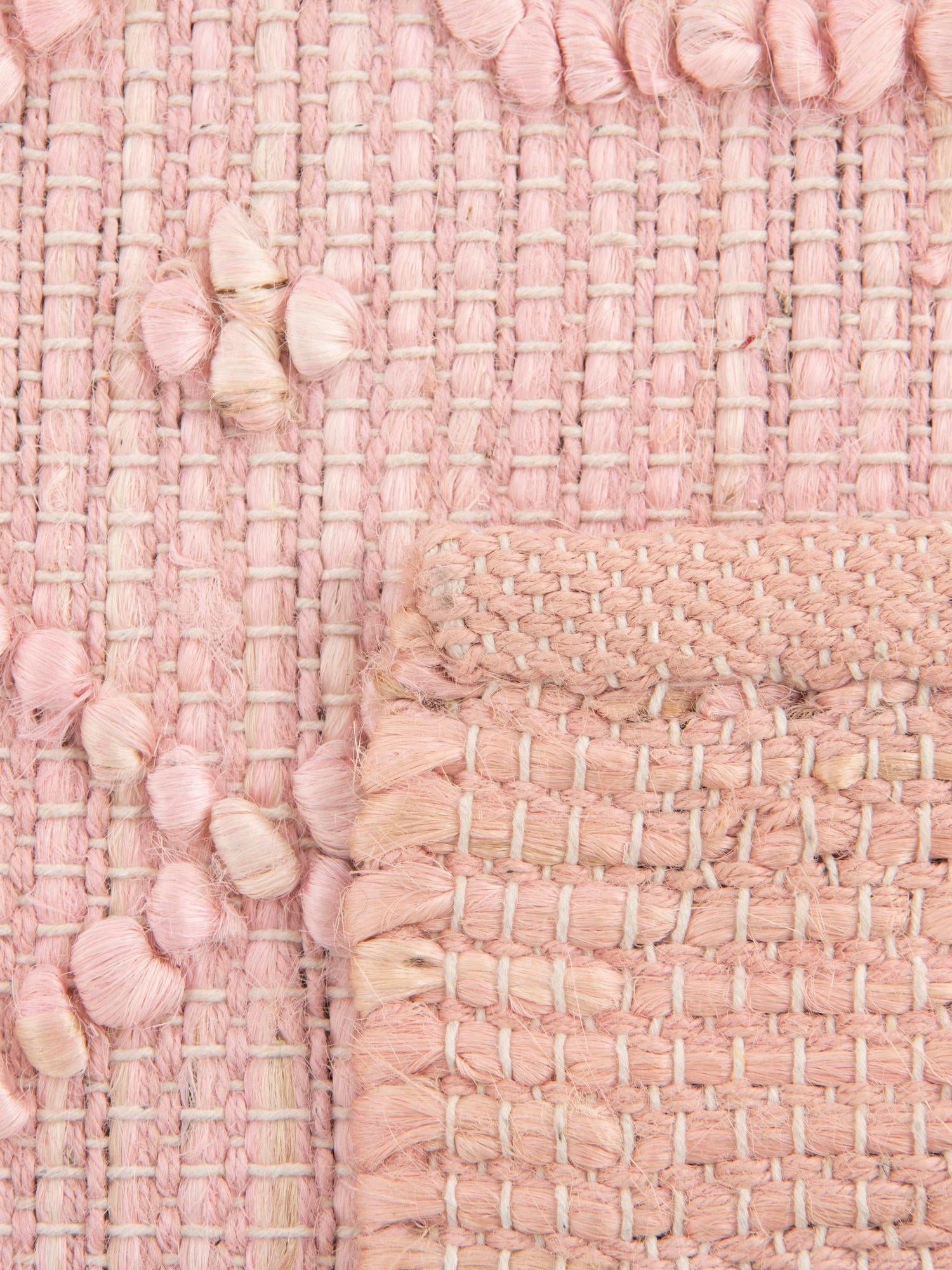 Pink 5' 3 x 5' 3 Larsa Square Area Rug 90% Jute & 10% Cotton Premium All Natural Hand Woven Carpet for Home Interior Design Spaces for Sale at Rug Engine