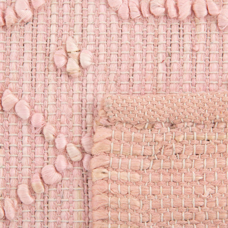 Pink 5' 3 x 5' 3 Larsa Square Area Rug 90% Jute & 10% Cotton Premium All Natural Hand Woven Carpet for Home Interior Design Spaces for Sale at Rug Engine