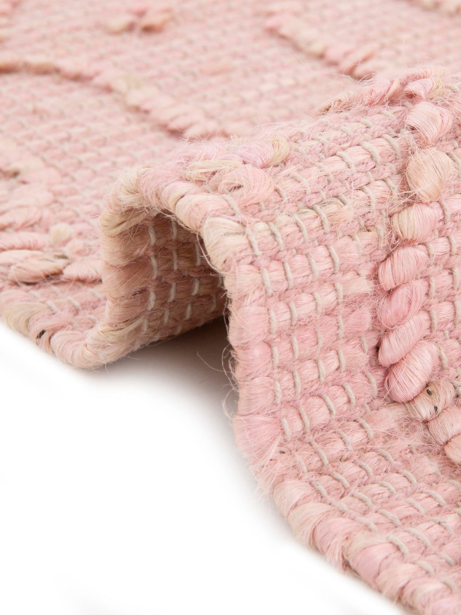 Pink 5' 3 x 5' 3 Larsa Square Area Rug 90% Jute & 10% Cotton Premium All Natural Hand Woven Carpet for Home Interior Design Spaces for Sale at Rug Engine
