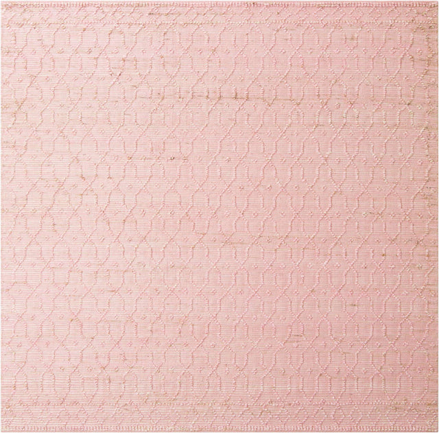 Pink 7' 10 x 7' 10 Larsa Square Area Rug 90% Jute & 10% Cotton Premium All Natural Hand Woven Carpet for Home Interior Design Spaces for Sale at Rug Engine