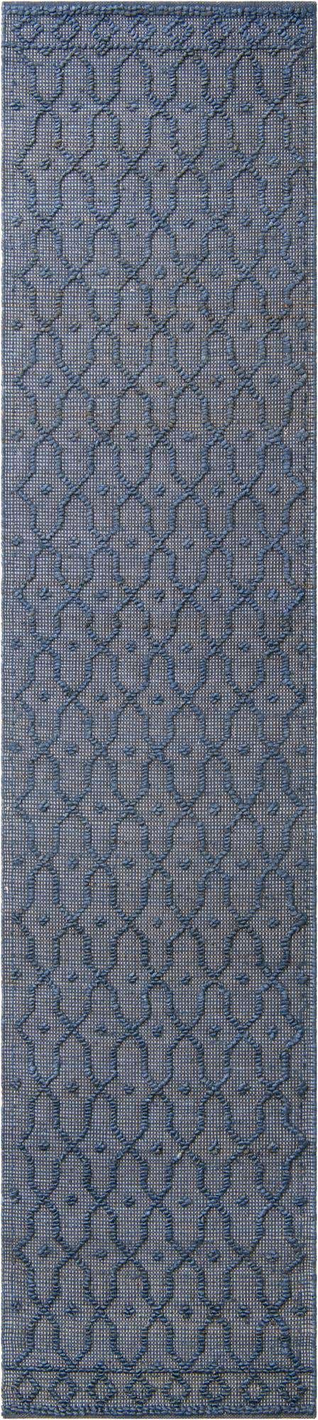 Navy Blue 2' 7 x 12' Larsa Runner Area Rug 90% Jute & 10% Cotton Premium All Natural Hand Woven Carpet for Home Interior Design Spaces for Sale at Rug Engine