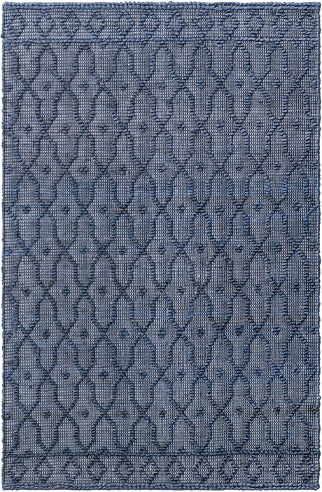 Navy Blue 4' 1 x 6' 1 Larsa Rectangle Area Rug 90% Jute & 10% Cotton Premium All Natural Hand Woven Carpet for Home Interior Design Spaces for Sale at Rug Engine