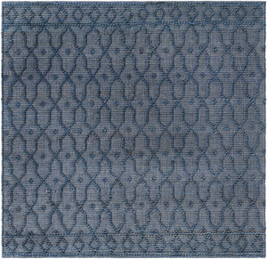 Navy Blue 5' 3 x 5' 3 Larsa Square Area Rug 90% Jute & 10% Cotton Premium All Natural Hand Woven Carpet for Home Interior Design Spaces for Sale at Rug Engine