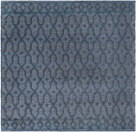 Navy Blue 5' 3 x 5' 3 Larsa Square Area Rug 90% Jute & 10% Cotton Premium All Natural Hand Woven Carpet for Home Interior Design Spaces for Sale at Rug Engine