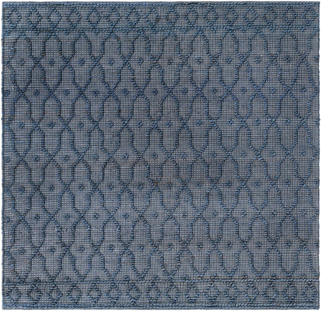 Navy Blue 5' 3 x 5' 3 Larsa Square Area Rug 90% Jute & 10% Cotton Premium All Natural Hand Woven Carpet for Home Interior Design Spaces for Sale at Rug Engine