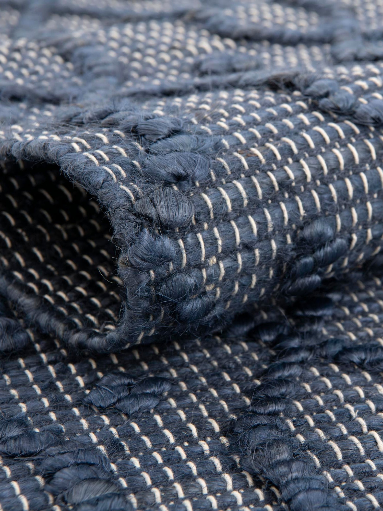 Navy Blue 5' 3 x 8' Larsa Rectangle Area Rug 90% Jute & 10% Cotton Premium All Natural Hand Woven Carpet for Home Interior Design Spaces for Sale at Rug Engine