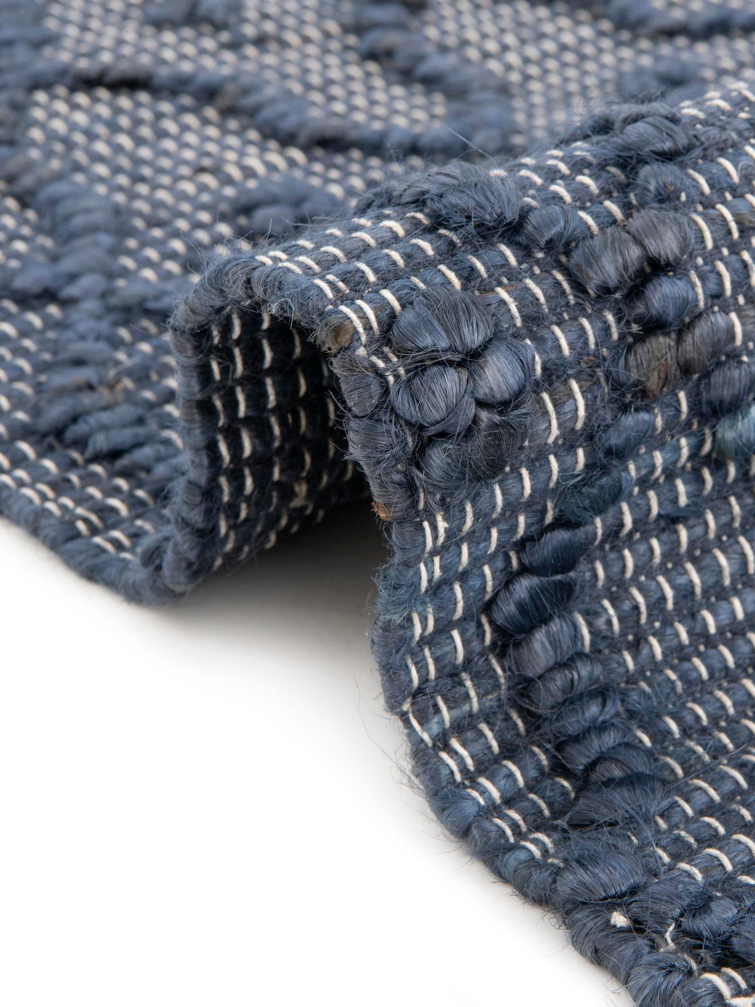 Navy Blue 5' 3 x 8' Larsa Rectangle Area Rug 90% Jute & 10% Cotton Premium All Natural Hand Woven Carpet for Home Interior Design Spaces for Sale at Rug Engine